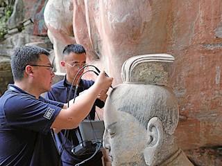 重慶大足石刻臥佛修復將進入最后階段